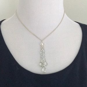 Sterling Silver Aquamarine and Aventurine Necklace